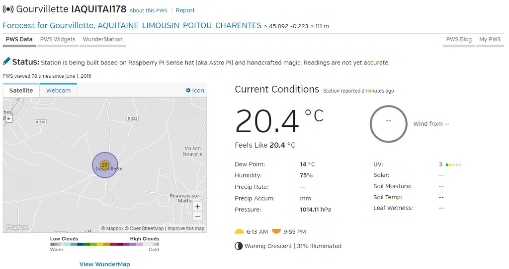 Weather Underground station dashboard